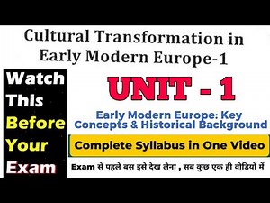 Unit - I Early Modern Europe: Key Concepts and Historical Background || History || Delhi University