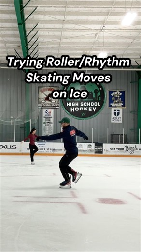 Trying Roller Skating Moves on Ice! #jamskating #rollbounce #figureskater #rhythmskating #iceskating