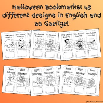 Halloween Bookmarks - 48 different designs in English and as Gaeilge