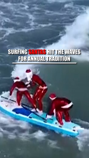 Fox News on Instagram: "SLEIGH RIDE: Hundreds of surfers dressed as Santa take to the waves along Florida's Space Coast to soak in all types of holiday fun, and for a good cause. The annual event that drew thousands to the beach raised money for local, charitable causes."