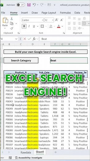 Make a Custom SEARCH ENGINE in Excel! 🚀 #Shorts