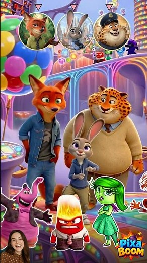 Zootopia Nick Wilde, Judy Hopps & Clawhauser as Inside Out Emotions #zootopia2 #zootopia #insideout