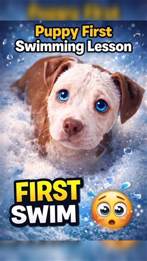 Puppys First Swimming lesson 🥲 #puppy #cute #cutedog