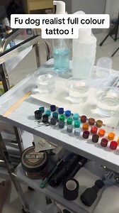 Fu dog realist full colour tattoo ! #tattooart #tattoo #fudog #fudogtattoo #colourtattoo #tattoorealist #tattooart #tattoofudog #fyp | John tatto