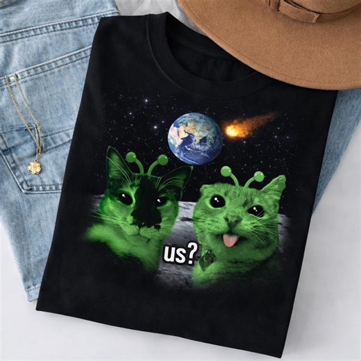 Alien Cat Shirt, Funny Space Cat T-shirt, UFO Sci Fi Cat Tee, Weird Cat Meme Shirt, Galaxy Cat Graphic Tee - Etsy