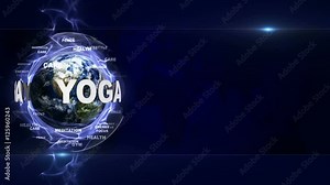 YOGA Text Animation and Earth, with Keywords, Loop, 4k