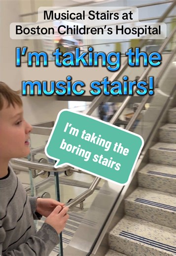 Using the musical stairs and the boring stairs at Boston Children’s Hospital! #boston #music #musical #funny #autism