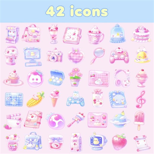 Strawberry Farm Desktop Wallpaper Set - Lofi Pink Backgrounds - Cute Desktop Organizer for Windows & Mac- Kawaii Icons Aesthetic Bundle Pack - Etsy