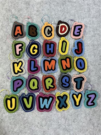 Hand Embroidered Initial Keychain, Personalized Fabric Letter Bag Charm - Etsy