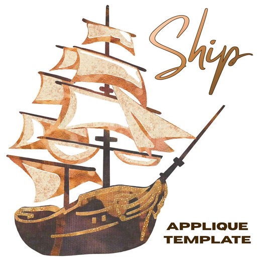 Ship Appliqué Pattern PDF | Nautical Quilt Block | Fusible Appliqué Template | Detailed Layered Design | Instant Download