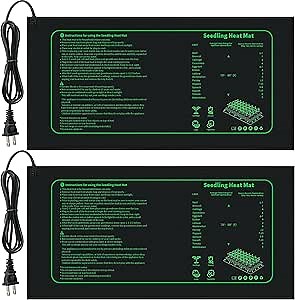 Seedling Heat Mat for Seed Starting,10" x 20.75" Waterproof Heating Pad for Indoor Plants Germination (Black 2 Pack)