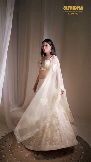 Ivory-gold Embroidered Lehenga for Wedding