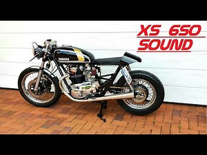 Yamha XS650 Sound Caferacer starting, kicking and sound with open pods and exhaust