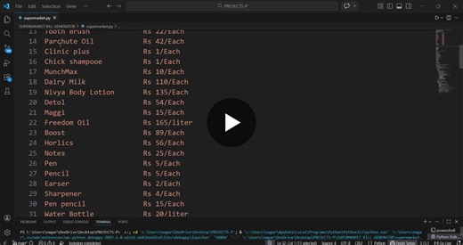#python #pythonproject #beginnerproject #programming #coding #softwaredevelopment #pythondeveloper #learningpython #projectbasedlearning #supermarketbillingsystem #studentdeveloper #futuredeveloper… | Nagaraju Puppala