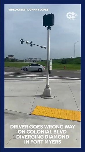 Driver goes the wrong way on the Colonial Blvd diverging diamond intersection in Fort Myers