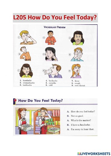 L205 How do You Feel Today? worksheet