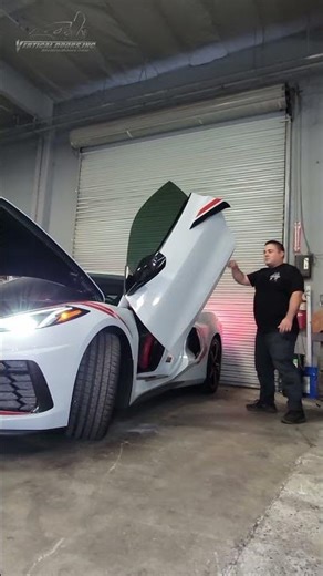 chevrolet corvette c8 lambo doors installed #verticaldoors #verticaldoorsinc