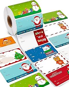 Greingways 500 Christmas Name Tags Stickers - Self Adhesive Labels for Gifts, Bags, Boxes, Wrapping Paper, Christmas Gift Tags Xmas Labels for Gifts Bags Boxes Xmas Holiday Wrapping Paper