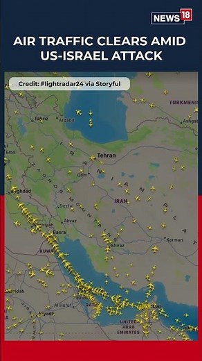US-Israel Attacks Iran | A Flight Animation Showed Planes Clearing The Airspace Over Iran | N18S