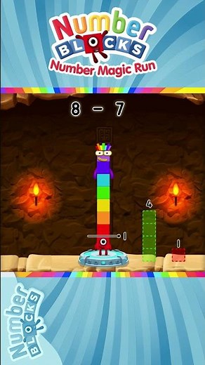 Numberblocks 1 Number Magic Run - Subtract 8 - 7 = 1 using Numberblocks | CBeebies Go Explore Games