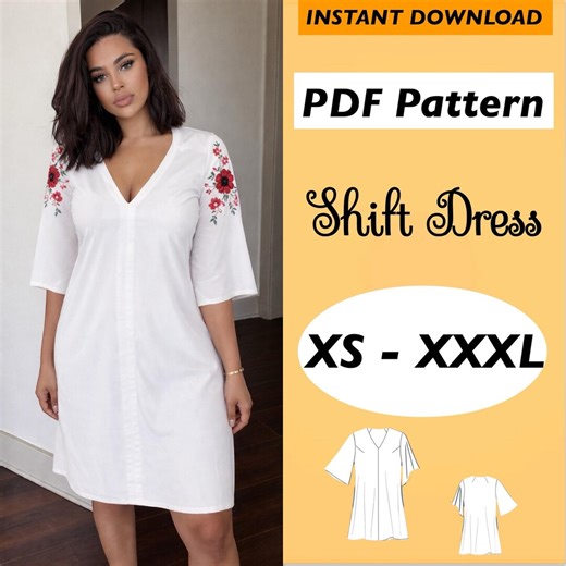 Shift Dress Sewing Pattern: XS-XXXL (PDF Pattern) - Etsy