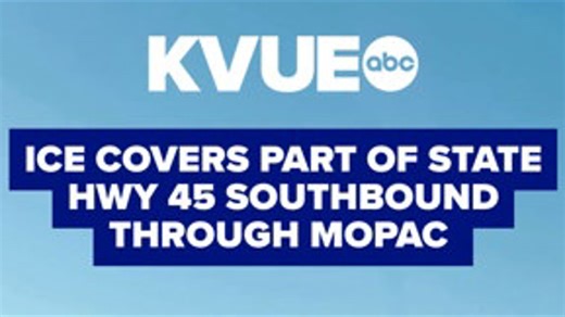 Ice impacts roadway along State Highway 45 southbound through MoPac