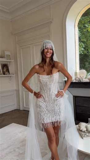 Milla Nova™ on Instagram: "Art Deco glamour for your bridal look: yes or no?💎 #MillaNova #LaMaisonRose #Aralyn #bridalaccessories #miniweddingdress"