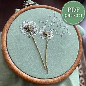 Dandelion Duo || Embroidery PDF Pattern Download || 5 Inch Embroidery Pattern - Etsy