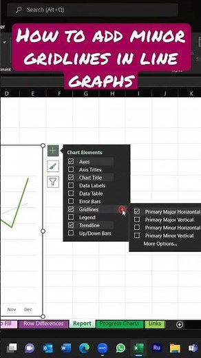 How to add minor gridlines in line graphs in Excel
