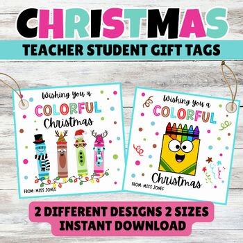 Cute Christmas Gift Tags From Teacher To Student Winter Break Snowman Reindeer
