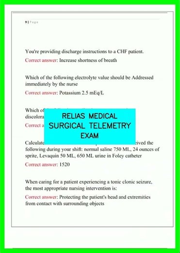 RELIAS MEDICAL SURGICAL TELEMETRY EXAM video