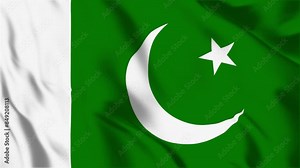 Pakistan flag seamless loop animation. The National flag of Pakistan is 3d waving.