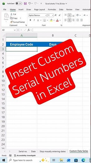 Insert Custom Serial numbers in Excel Sequence Function in Excel