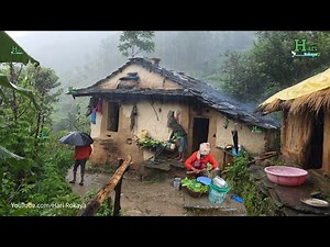 Nepali Mountain Village Lifestyle in Heavy Rain Times | Organic Food Cooking in Countryside Village