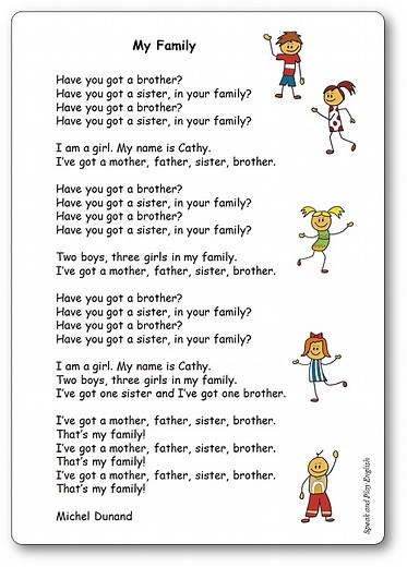 My Family Song - Lyrics in French and in English - Speak and Play English