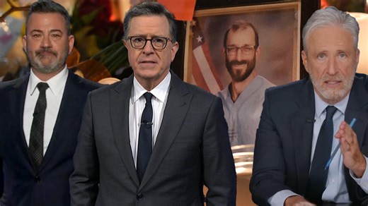 Jimmy Kimmel, Jon Stewart and Stephen Colbert get emotional while condemning the killing of Alex Pretti by ICE agents in Minneapolis. | Entertainment Tonight