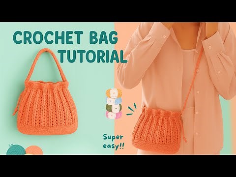 Crochet Bag Tutorial | How to Crochet a Bag with Ribbed Drawstring Top Easy!