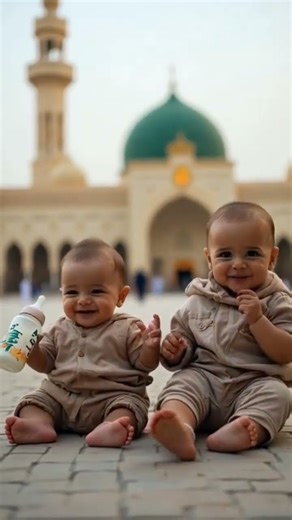 "La Ilaha Illallah": Twin Babies Learn the Shahada! 🕌👶 (Islamic Education for Toddlers) #shorts