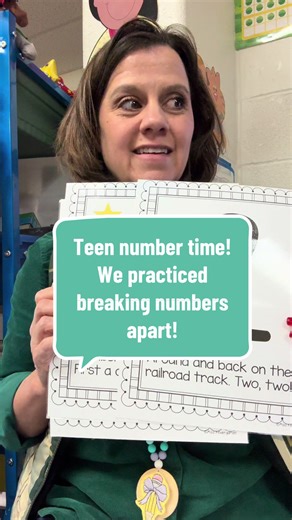 #learnontiktokcontest #educatoraward Teen numbers are not tricky when we understand what they’re made of! In class we practiced decomposing teen numbers as 10   something, and the lightbulb moments were SO sweet. Watching my kids understand that teen numbers are one ten and some ones is why I love teaching! 💛 #TeenNumbers #kindergarten #NumberSense