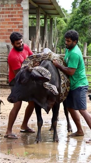 Farmers Battle Giant Python to Save Cow in Dramatic Rescue