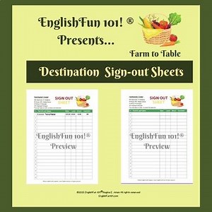 Farm to Table Themed Destination Sign-out Sheets