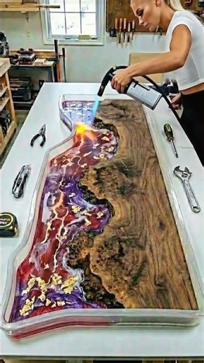 Watch This Artist Turn Burl Wood Into a Luxury Marble-Look Countertop 💜