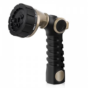 Restmo Ergonomic Zinc-alloy Garden Hose Nozzle, 7 Watering Patterns, Thumb Control, High Pressure Sprayer，Black