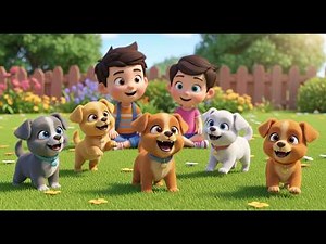 Five Little Puppy Babies Bark Bark Bark | Playful Dog Song & Counting Rhyme