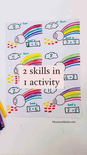 Save this math and color recognition rainbow idea.. Took me 5 mins to draw this and my 4 yr old loved it. ✅colors ✅number bonds ✅addition Follow @learnwithkidscrafts for more ideas #simpleactivities #mathproblems #rainbow #handsonlearning #earlychildhoodeducation #preschoolactivities #kindergartenactivities #homeschool | Learn with Kids Crafts