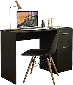 Madesa Compact Computer Desk Study Table for Small Spaces Home Office 43 Inch Student Laptop PC Writing Desks with Storage and Drawer, Modern Ergonomic Gaming Workstation - Black