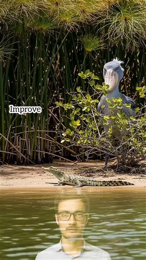 Faijan Ansari on Instagram: "Shoebill vs Crocodile 🐊💥 The Fierce Battle to Save a Baby! #ShoebillVsCrocodile #WildlifeBattle #MotherCrocodile"