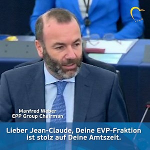 Du stehst mit Alcide de Gasperi, Robert Schuman, Konrad Adenauer, Helmut Kohl in der Reihe der ganz großen Christdemokraten, die Europa gestaltet haben. Im Namen deiner EVP-Fraktion sagen wir dir ganz herzlichen Dank, Jean-Claude Juncker, für alles! #EPlenary | Manfred Weber
