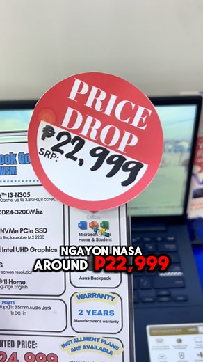 7.2K views · 44 reactions | P22,999 Nalang! ASUS laptop for Student or for Office Works! | Laptop Factory Davao City | Facebook