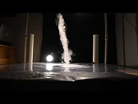 New open-air tornado simulator - single-cell vortex to two-cell vortex transition